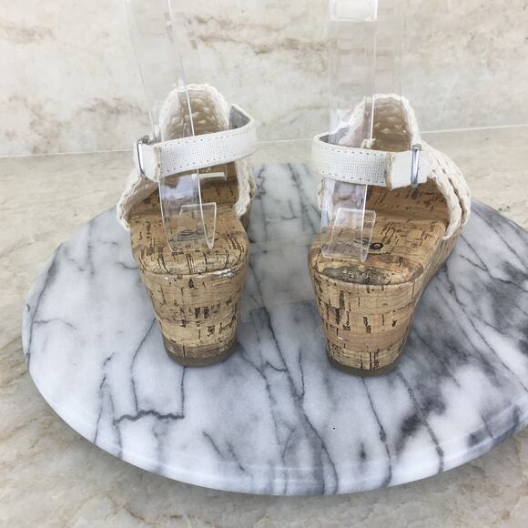 So Memory Foam Woven Canvas Faux Cork Wedges Girl's Size 1 - Picture 3 of 16